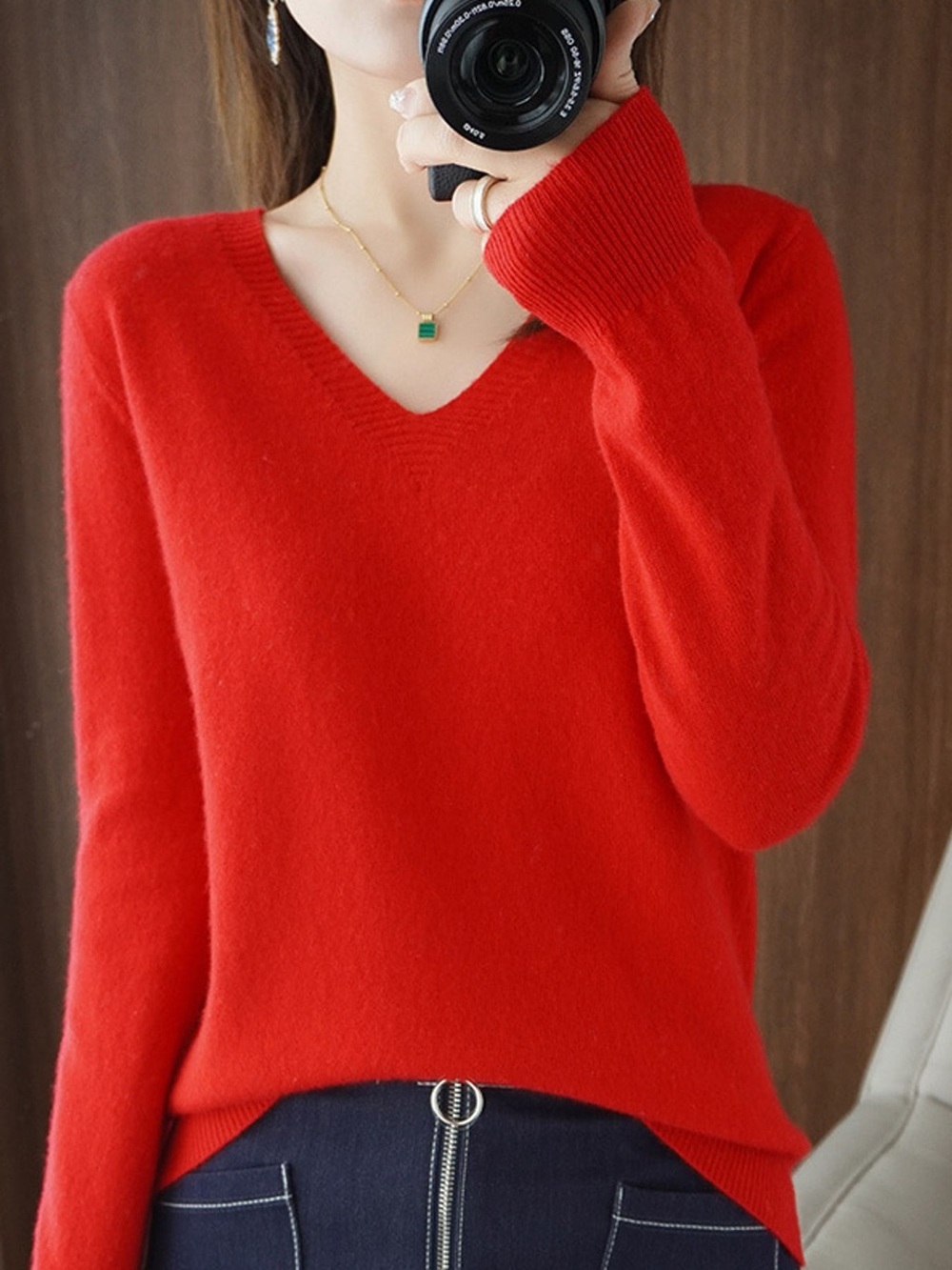 V-Neck Solid Color Sweater - Picture 16 of 16